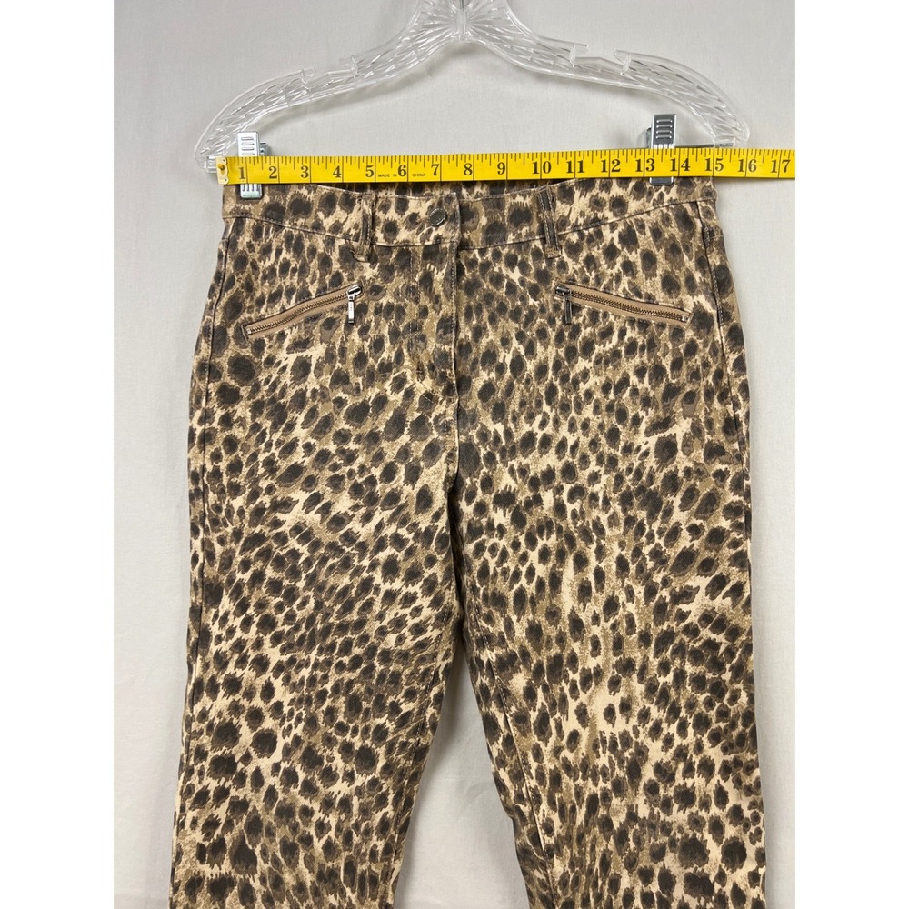 J.McLaughlin Leopard Print Slim Pants Womens 6 Brown Animal Print Ankle Zip - Picture 3 of 12